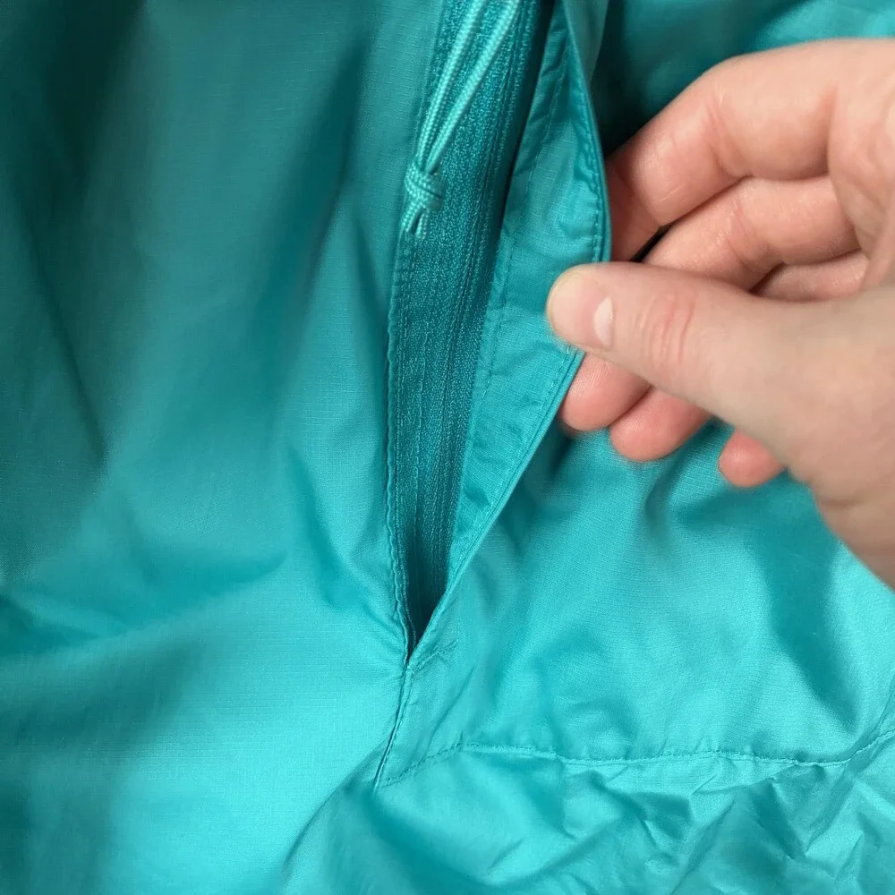 The North Face Windwall Jacket Mens Medium Teal Hooded 1/4 Zip Anorak Pullover